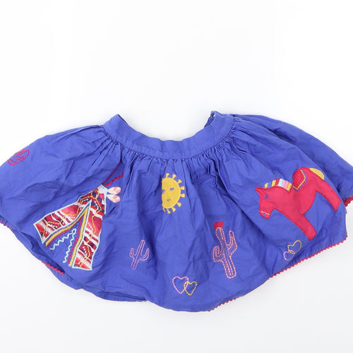 Marks and Spencer Girls Blue  Woven A-Line Skirt Size 3-4 Years - Cowgirl