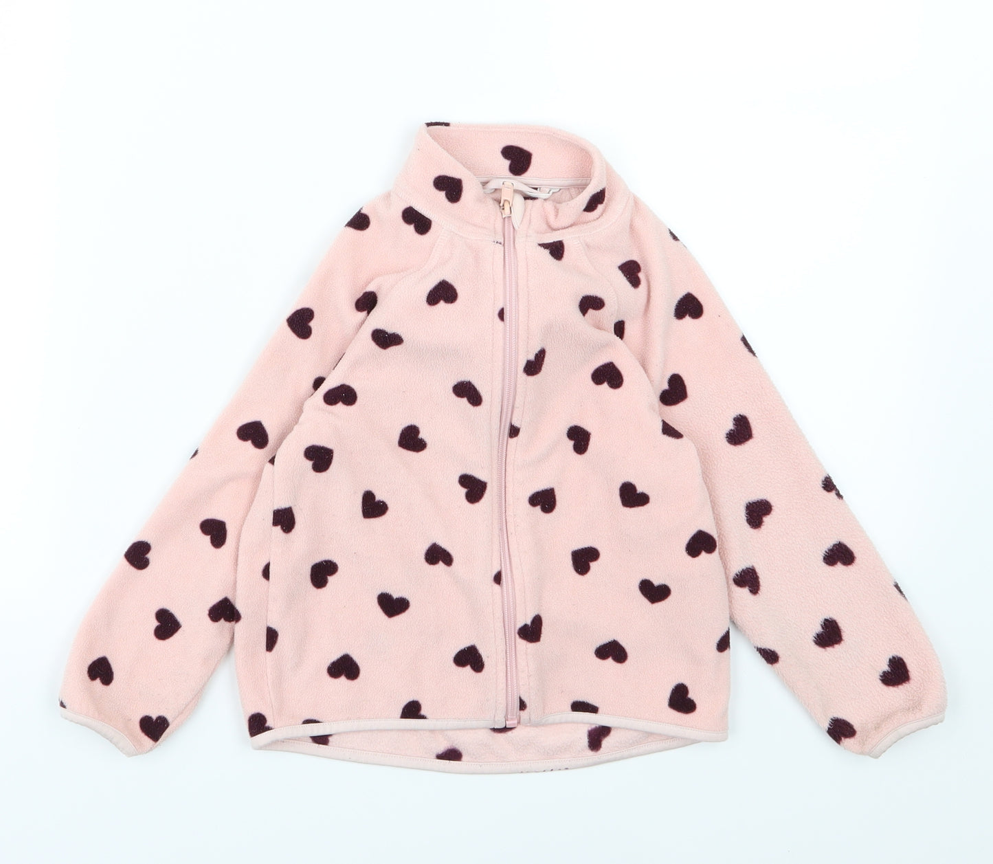 H&M Girls Pink  Fleece Jacket  Size 2-3 Years  - Heart print