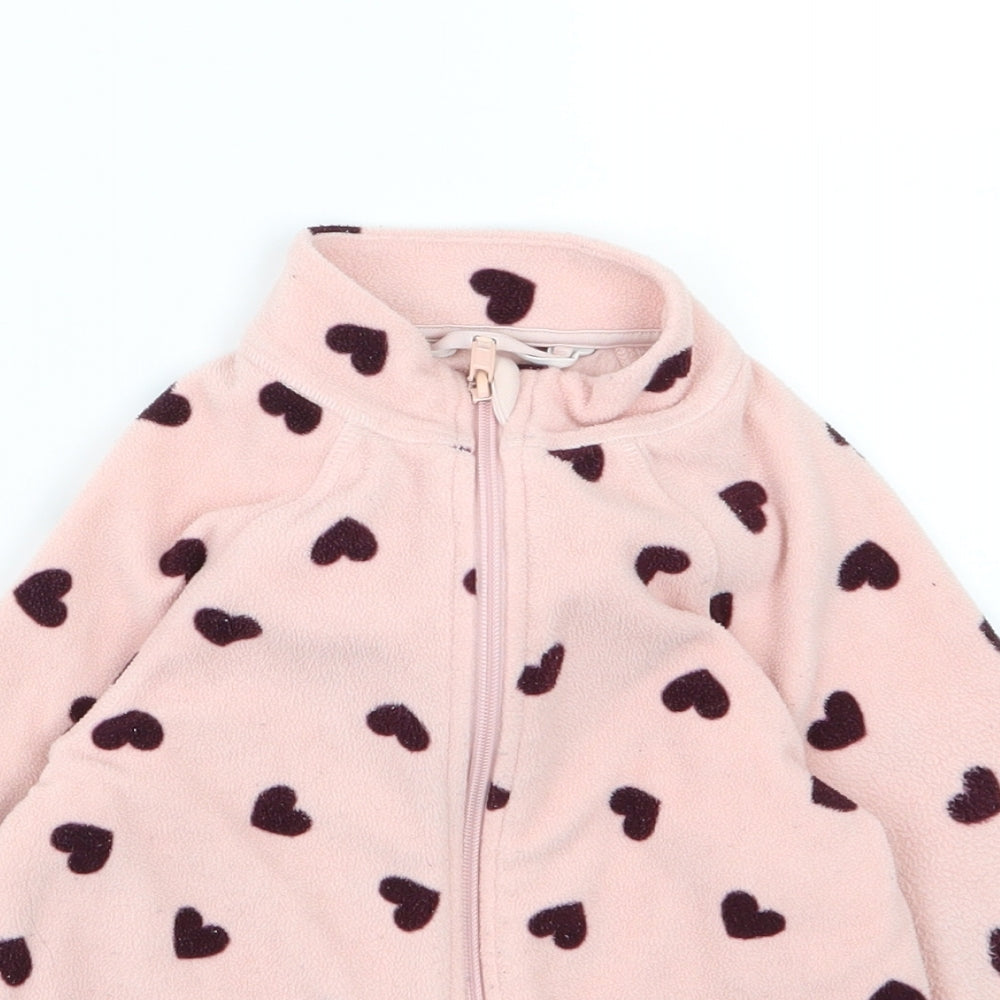 H&M Girls Pink  Fleece Jacket  Size 2-3 Years  - Heart print
