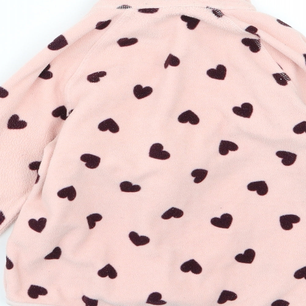 H&M Girls Pink  Fleece Jacket  Size 2-3 Years  - Heart print