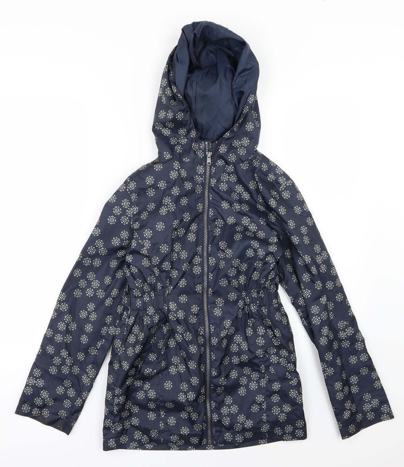 F&F Girls Blue Floral  Parka Jacket Size 11-12 Years