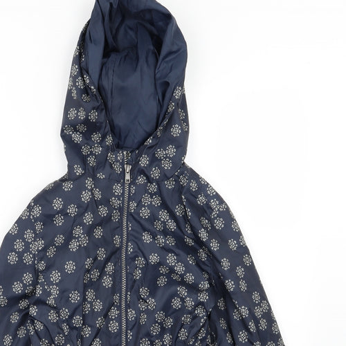 F&F Girls Blue Floral  Parka Jacket Size 11-12 Years