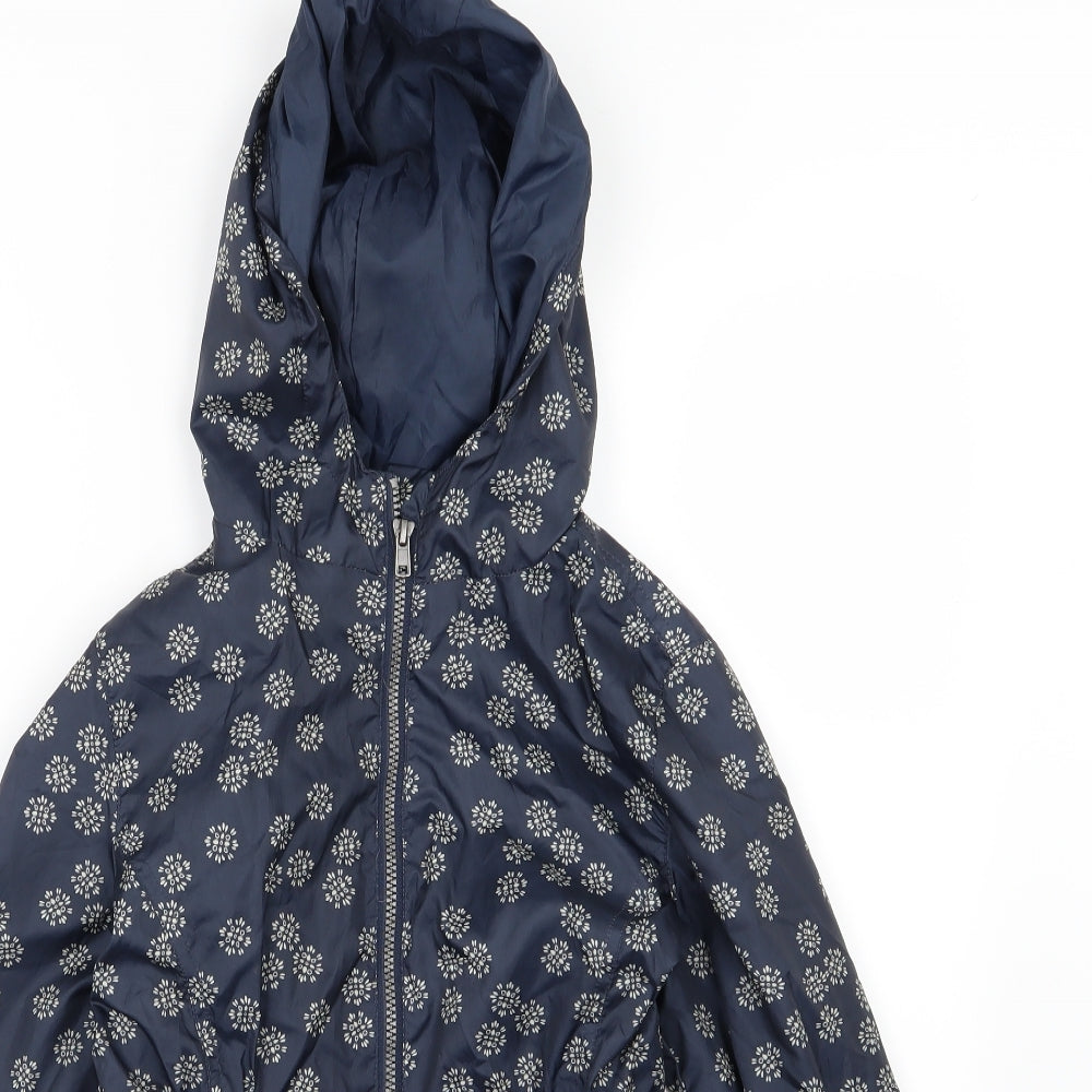 F&F Girls Blue Floral  Parka Jacket Size 11-12 Years