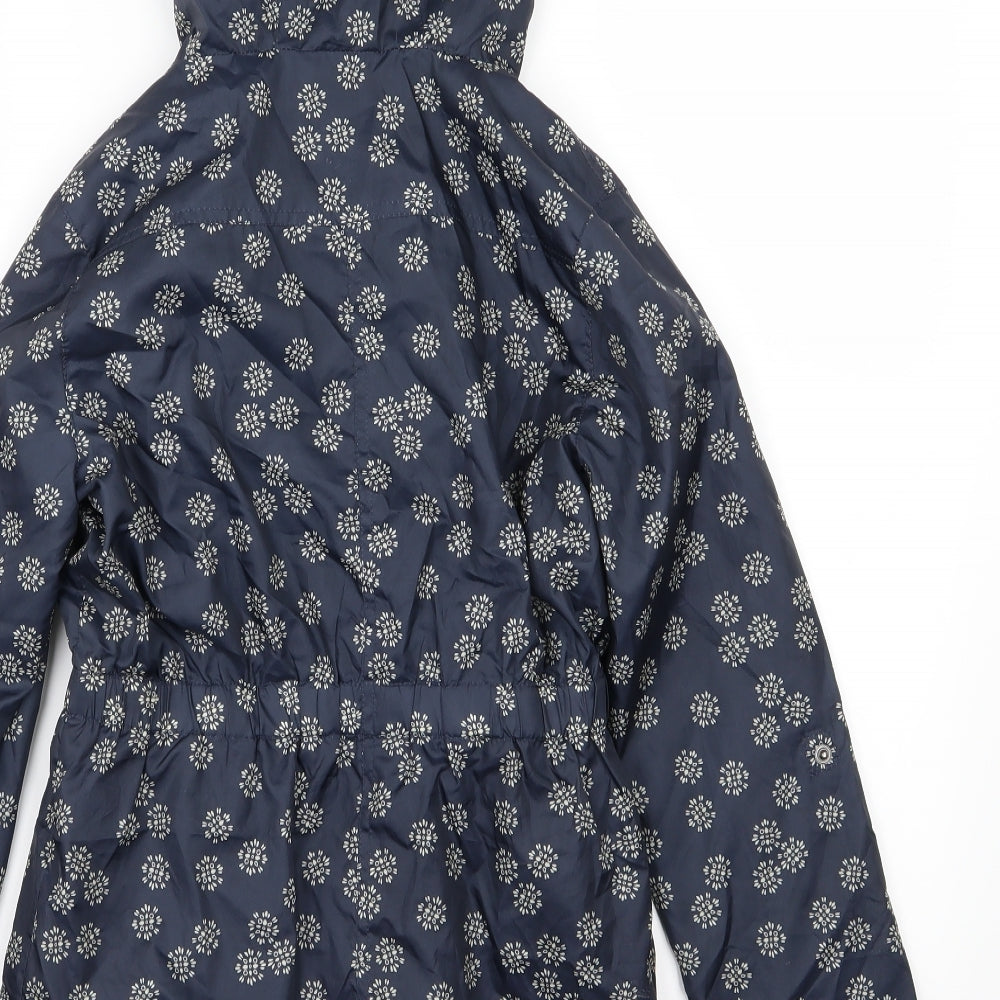 F&F Girls Blue Floral  Parka Jacket Size 11-12 Years