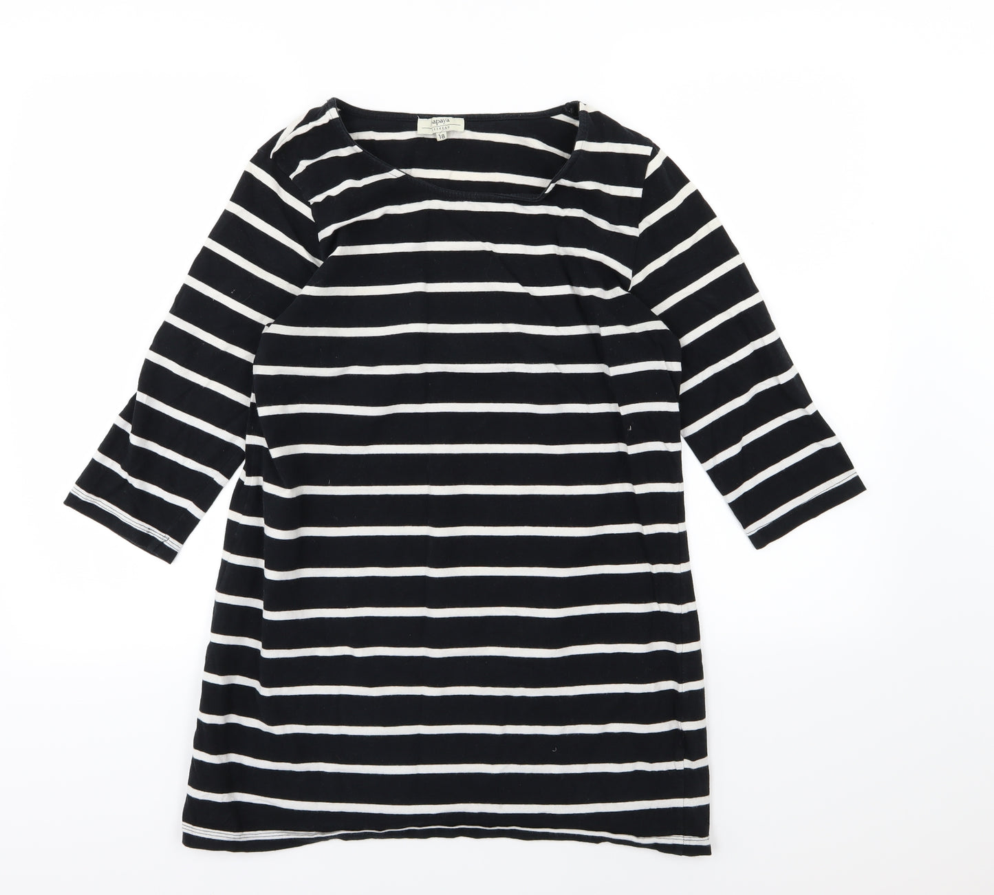 Papaya Womens Black Striped Jersey Basic T-Shirt Size 18