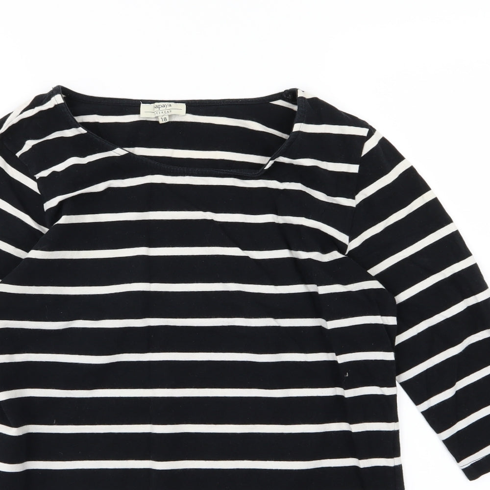 Papaya Womens Black Striped Jersey Basic T-Shirt Size 18