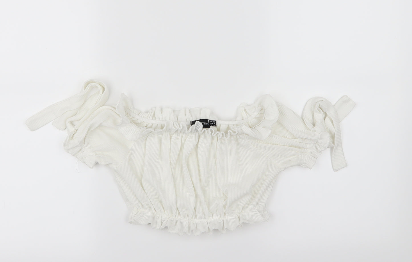 PRETTYLITTLETHING Womens White  Jersey Cropped T-Shirt Size 10