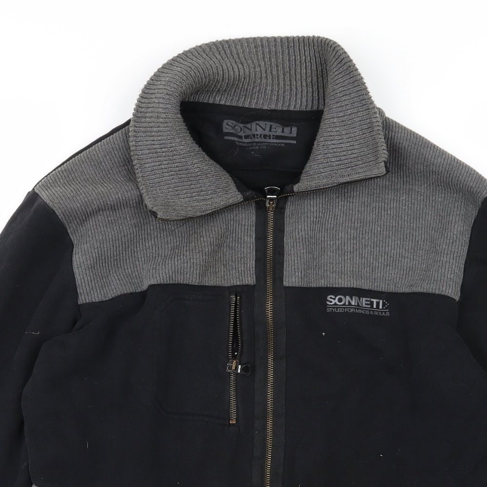 Sonneti Mens Black  Jersey Full Zip Sweatshirt Size L