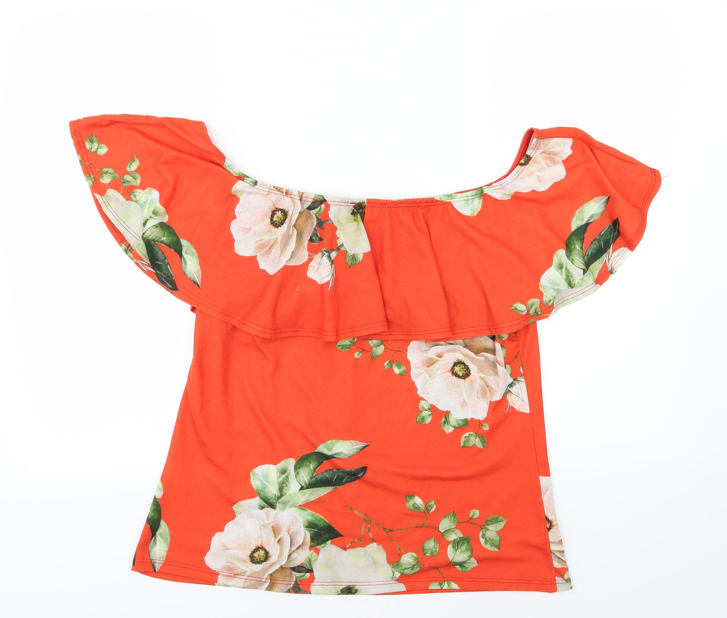 Pink Clove Womens Red Floral Jersey Basic T-Shirt Size 16