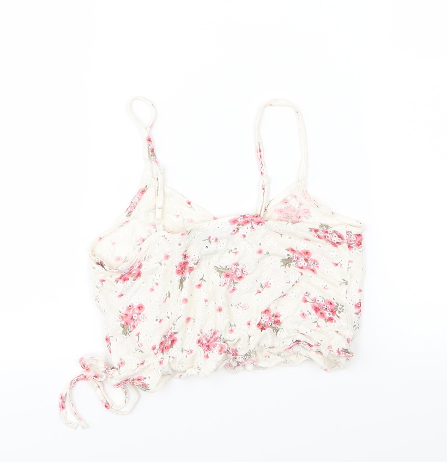 Primark Womens Ivory Floral Woven Cropped Tank Size 6