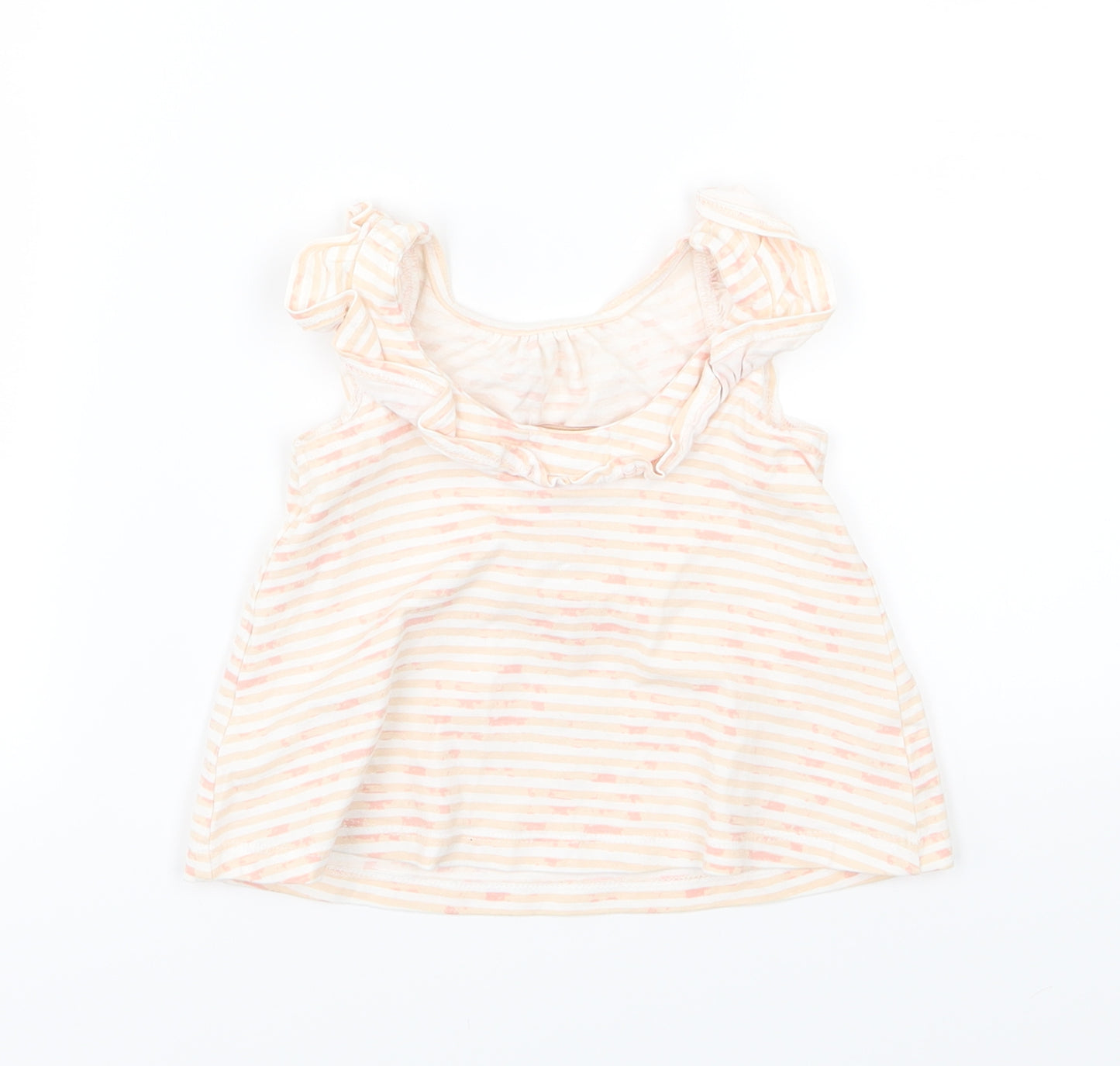 Savanah Girls Pink Striped Jersey Basic T-Shirt Size 9-12 Months  - Flamingo