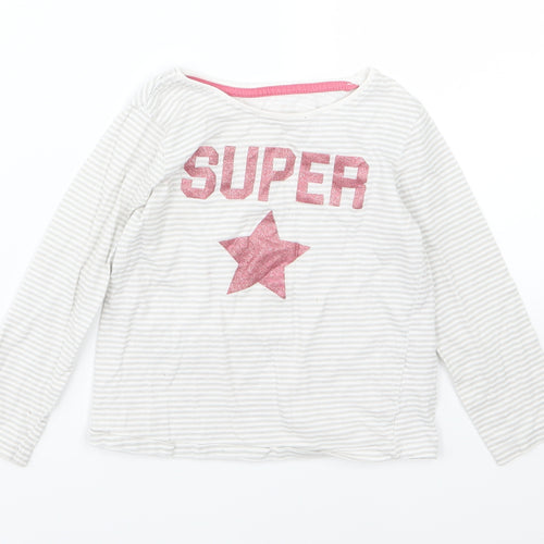 Primark Girls Grey Striped Jersey Basic T-Shirt Size 4-5 Years  - Super