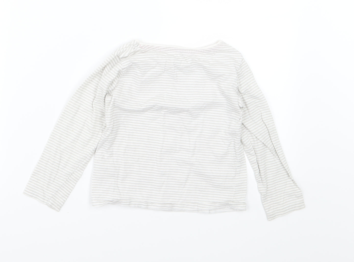Primark Girls Grey Striped Jersey Basic T-Shirt Size 4-5 Years  - Super
