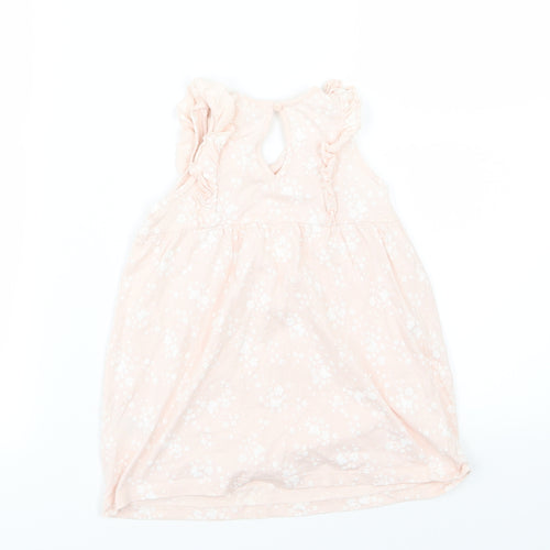 H&M Girls Pink Floral Jersey Basic Tank Size 12-18 Months