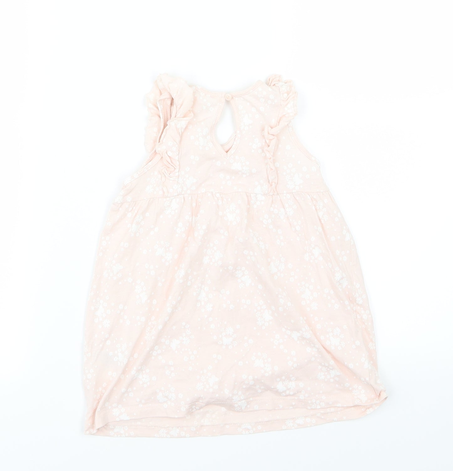 H&M Girls Pink Floral Jersey Basic Tank Size 12-18 Months