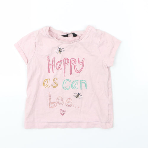 George Girls Pink  Jersey Basic T-Shirt Size 2-3 Years  - Happy