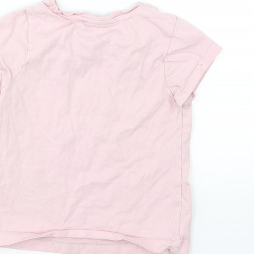 George Girls Pink  Jersey Basic T-Shirt Size 2-3 Years  - Happy