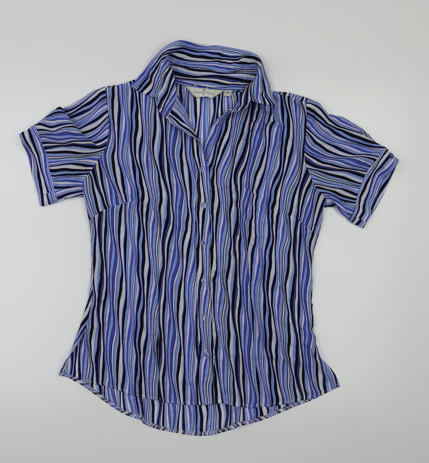 corporate collection Womens Blue Striped  Basic Button-Up Size 4