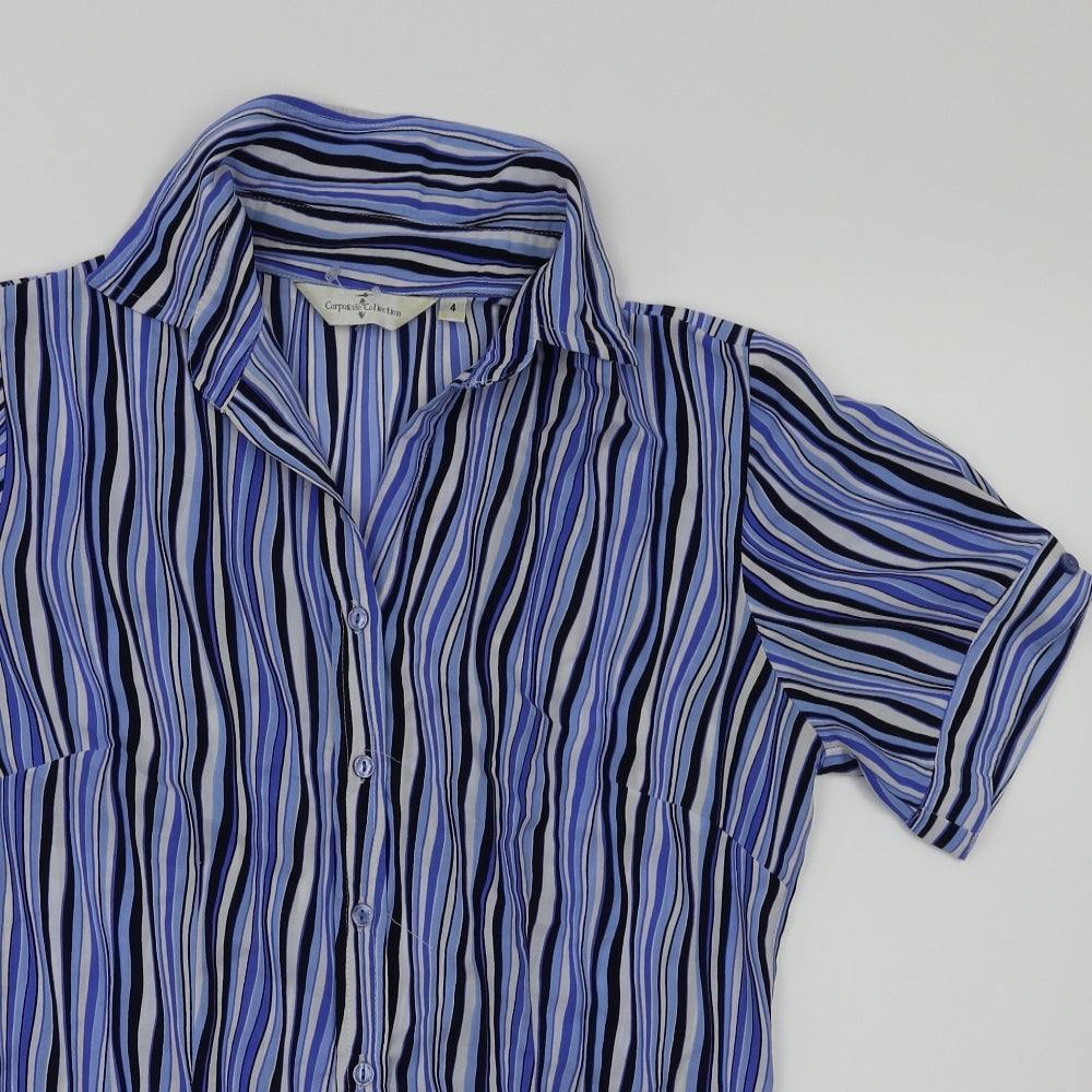 corporate collection Womens Blue Striped  Basic Button-Up Size 4