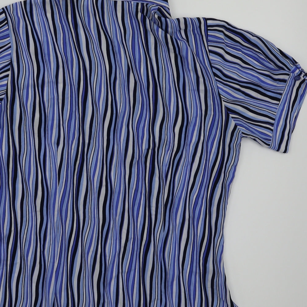 corporate collection Womens Blue Striped  Basic Button-Up Size 4