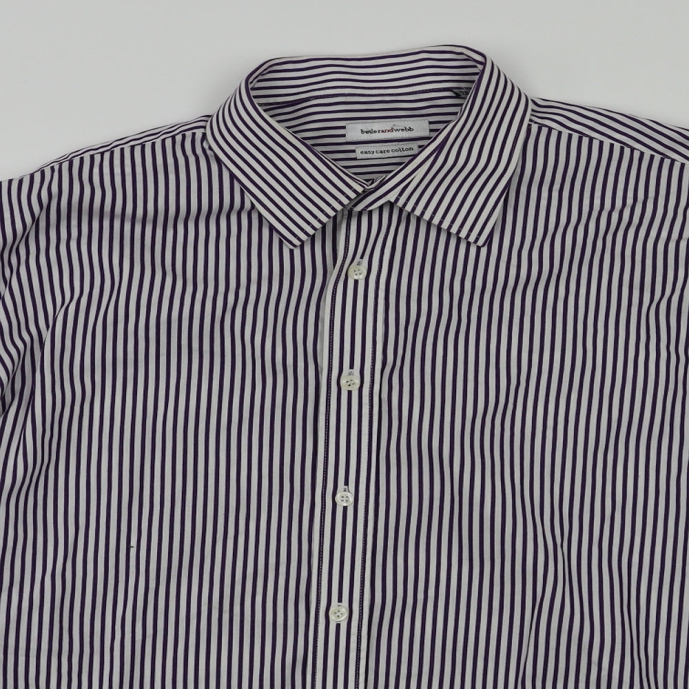 Butler and Webb Mens Purple Check   T-Shirt Size 44