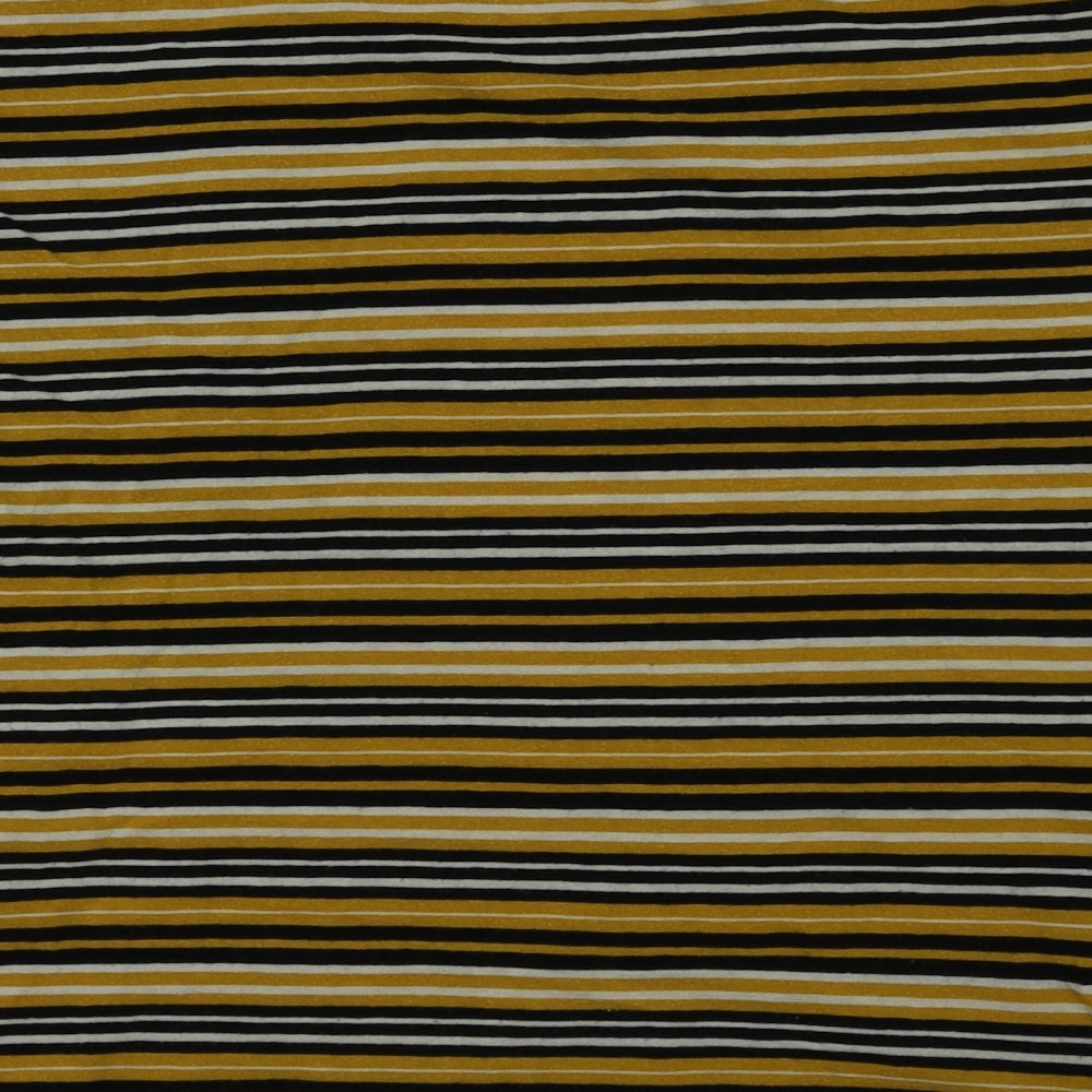 Zara Womens Yellow Striped  Basic T-Shirt Size S