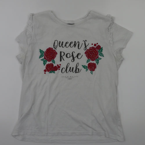 Terranova Womens White Floral   T-Shirt Size S