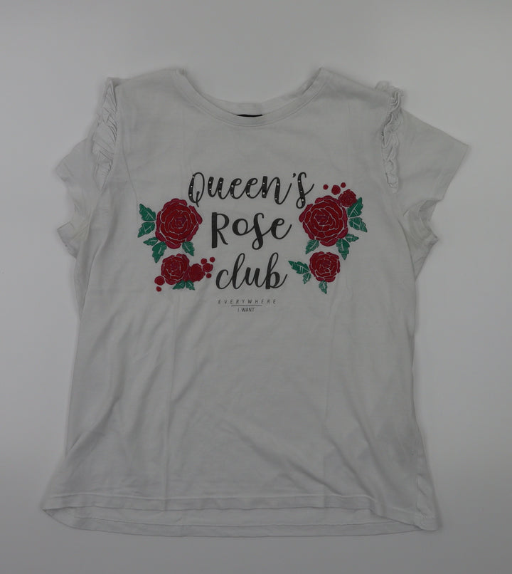Terranova Womens White Floral T-Shirt Size S
