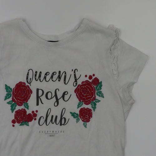 Terranova Womens White Floral   T-Shirt Size S