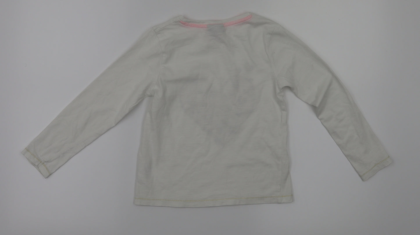 I love girls wear Girls White Houndstooth  Pullover T-Shirt Size 7 Years