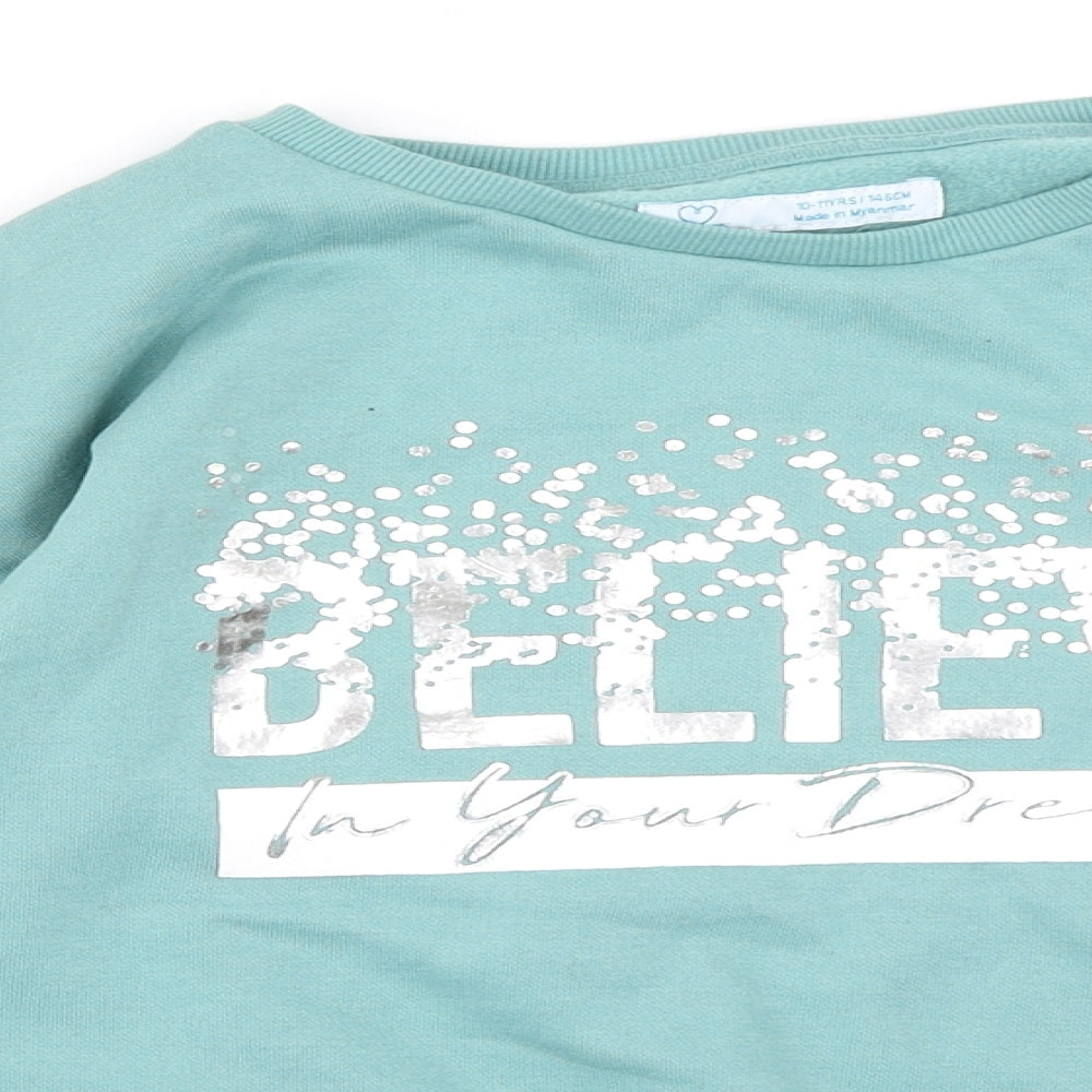 Primark Girls Green   Pullover Sweatshirt Size 10-11 Years