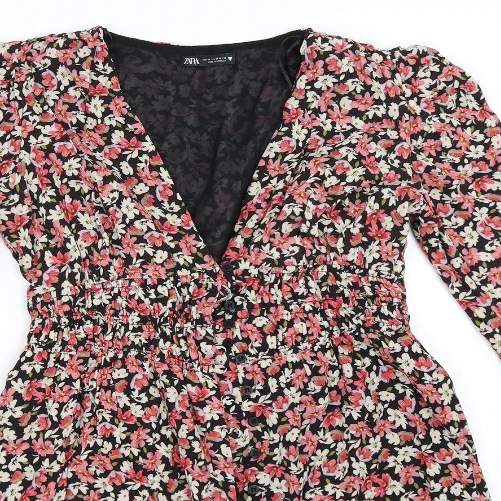 Zara Womens Pink Floral  Fit & Flare  Size M
