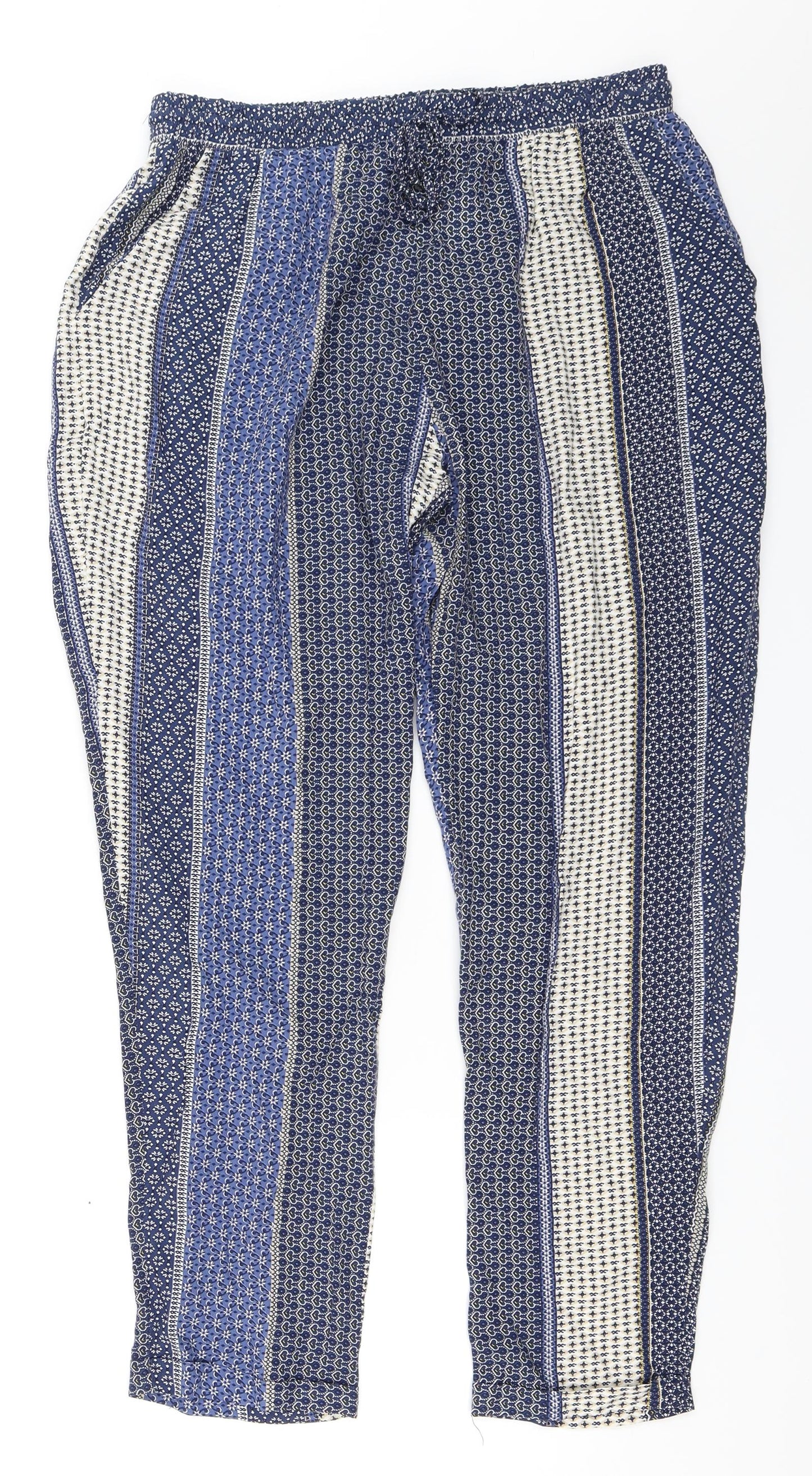 Dorothy Perkins Womens Blue Geometric  Trousers  Size 12 L27 in