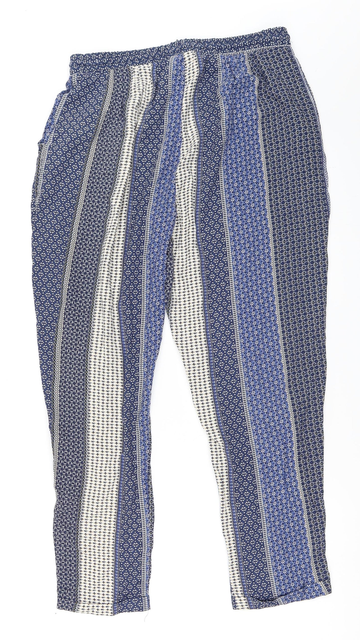 Dorothy Perkins Womens Blue Geometric  Trousers  Size 12 L27 in