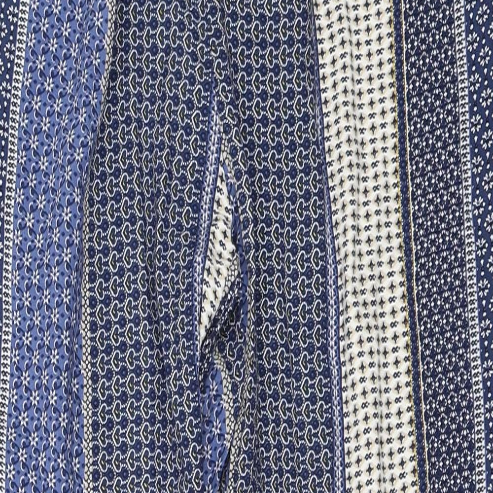 Dorothy Perkins Womens Blue Geometric  Trousers  Size 12 L27 in