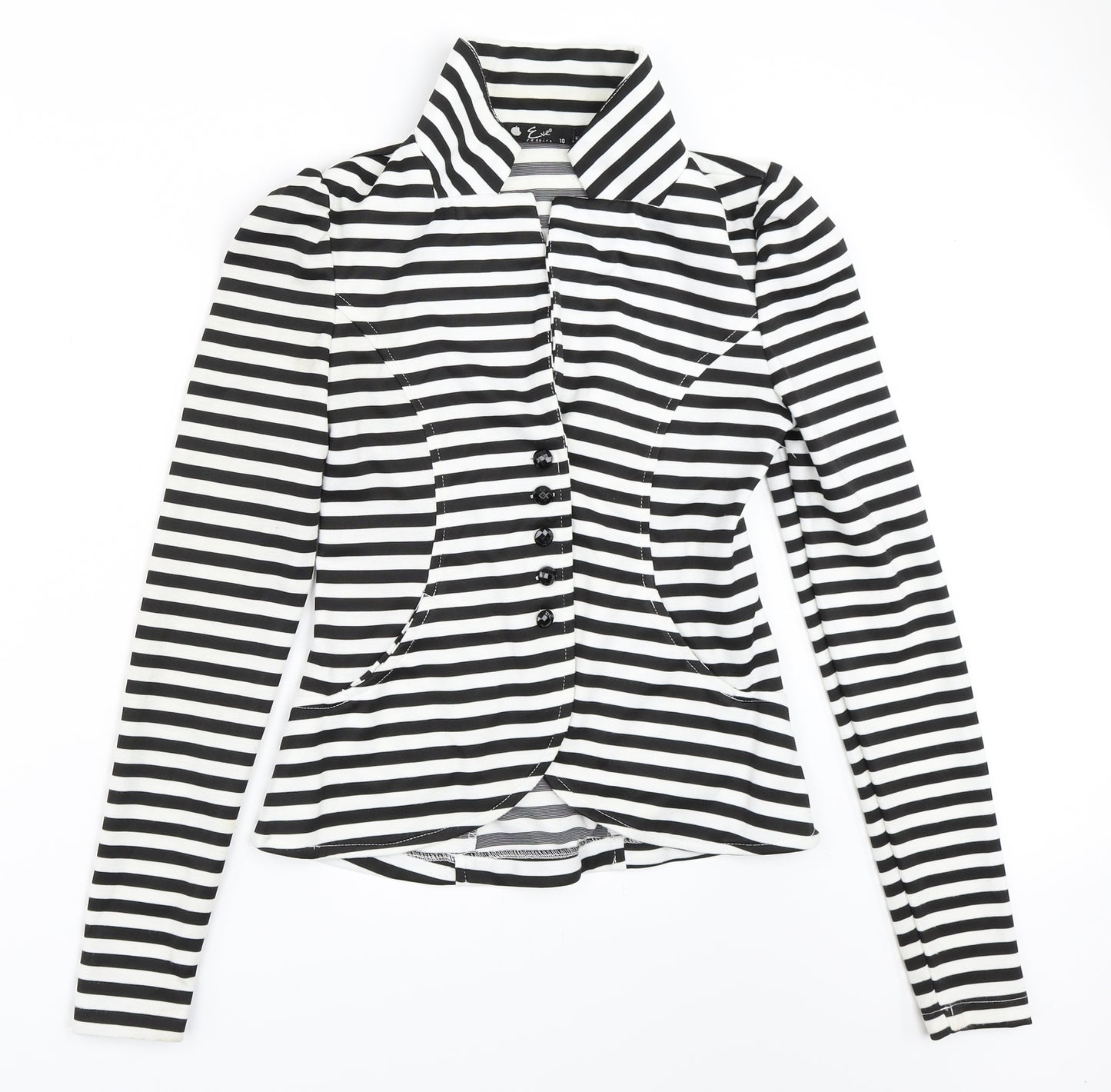 eve Womens White Striped  Jacket Blazer Size 10