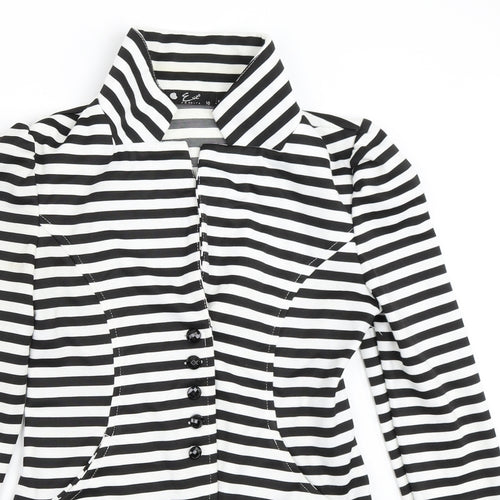 eve Womens White Striped  Jacket Blazer Size 10