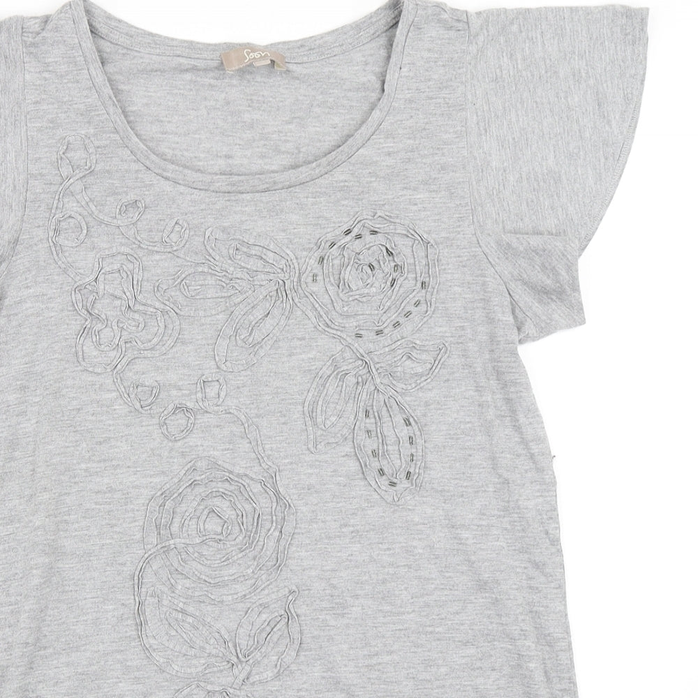 Soon Womens Grey   Basic T-Shirt Size 12