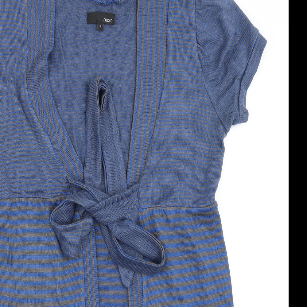 NEXT Womens Blue Striped  Cardigan Jumper Size 10