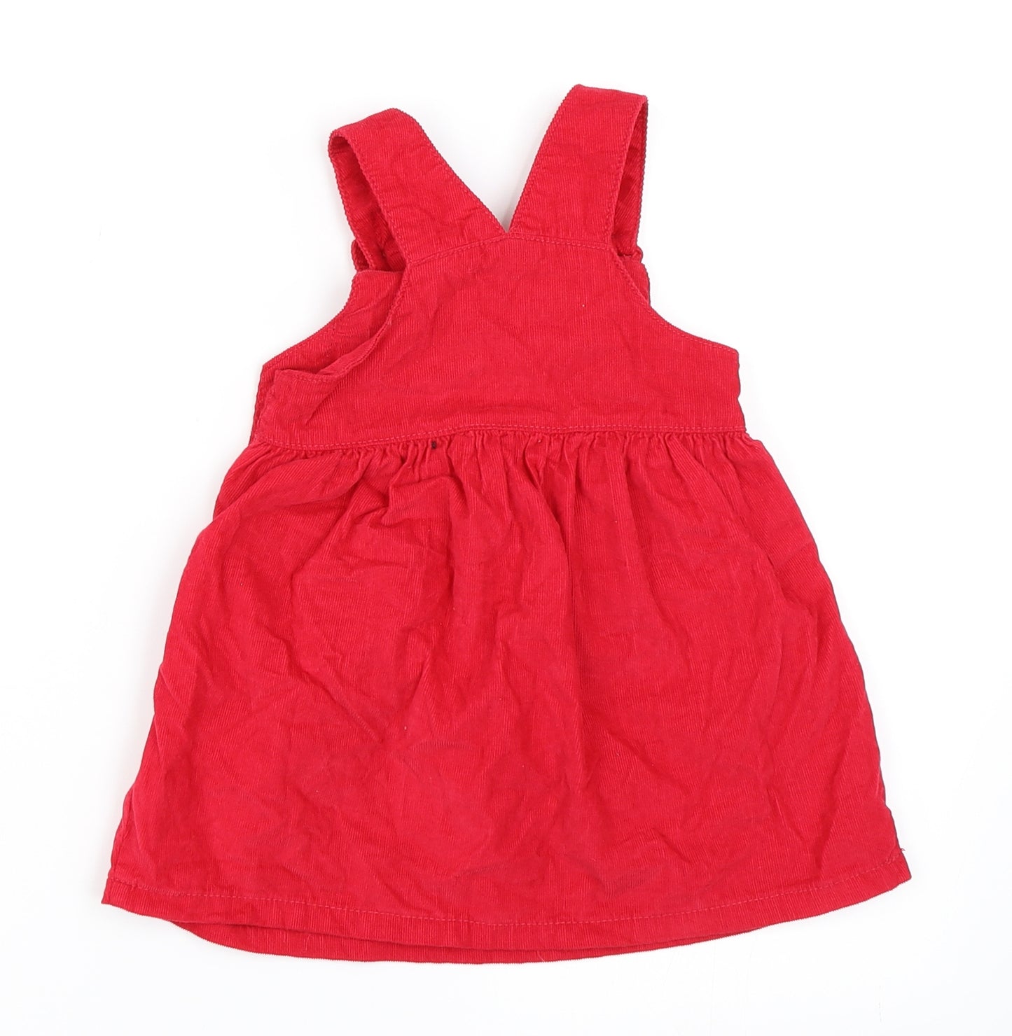 George Girls Red  Corduroy Pinafore/Dungaree Dress  Size 12-18 Months  - Minnie Mouse