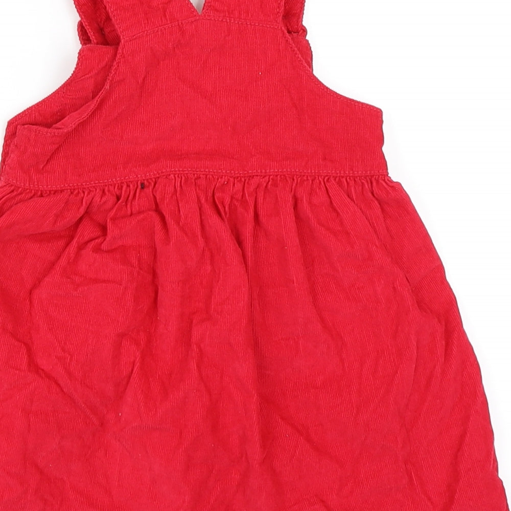 George Girls Red  Corduroy Pinafore/Dungaree Dress  Size 12-18 Months  - Minnie Mouse