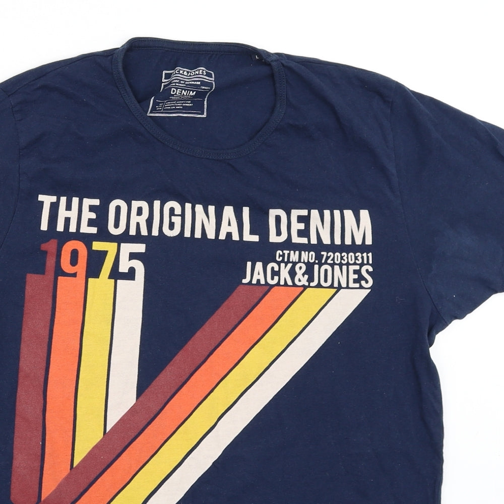 JACK & JONES Mens Blue    T-Shirt Size L
