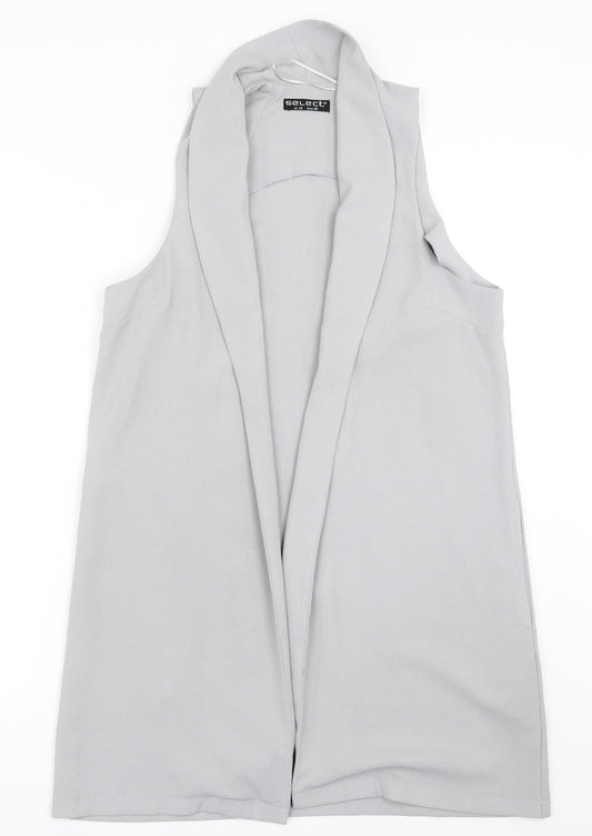 Front view of Select women’s grey cardigan jumper, size UK 12