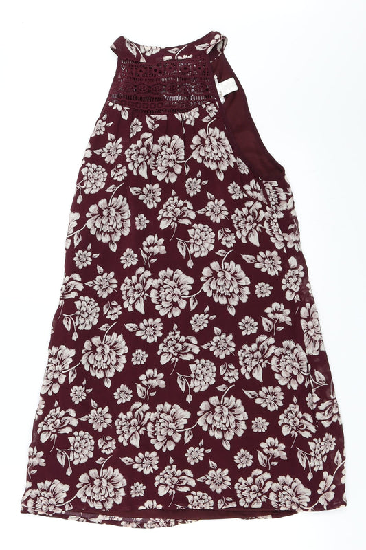 Front view of Band of Gypsies women’s red floral trapeze & swing, size M