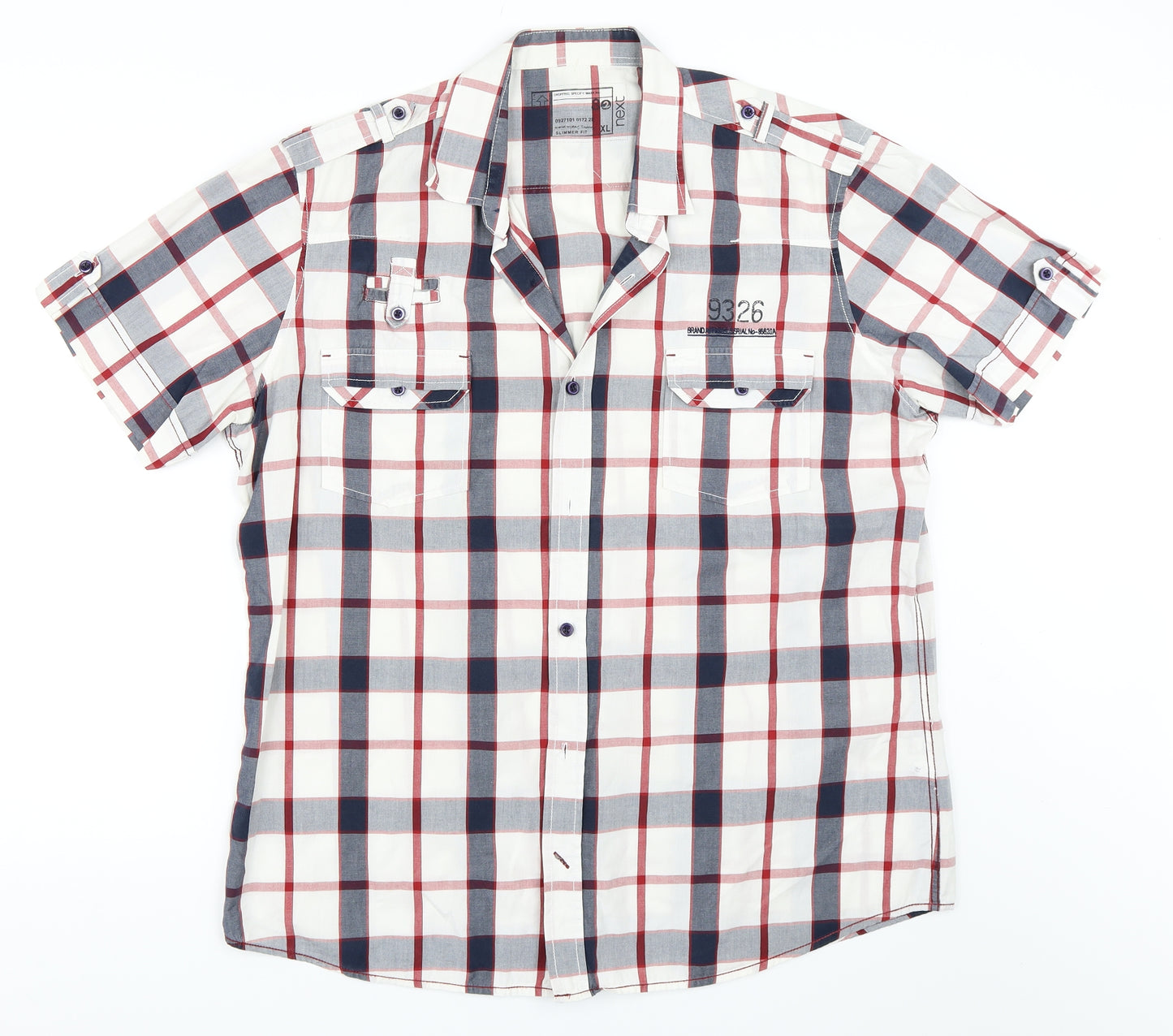 NEXT Mens White Check   Button-Up Size XL