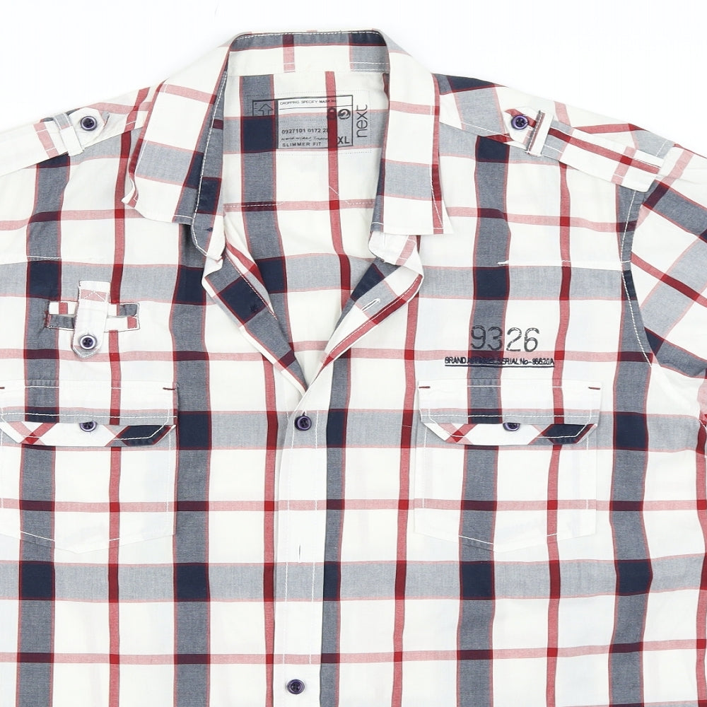 NEXT Mens White Check   Button-Up Size XL