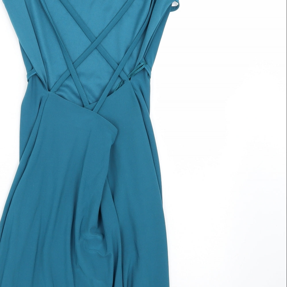Miss Selfridge Womens Blue  Rayon A-Line  Size 14