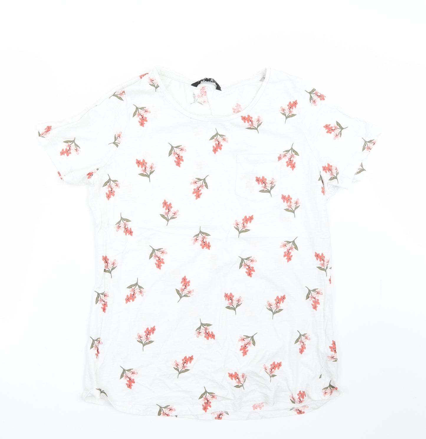 Debenhams Womens White Floral  Basic T-Shirt Size 18