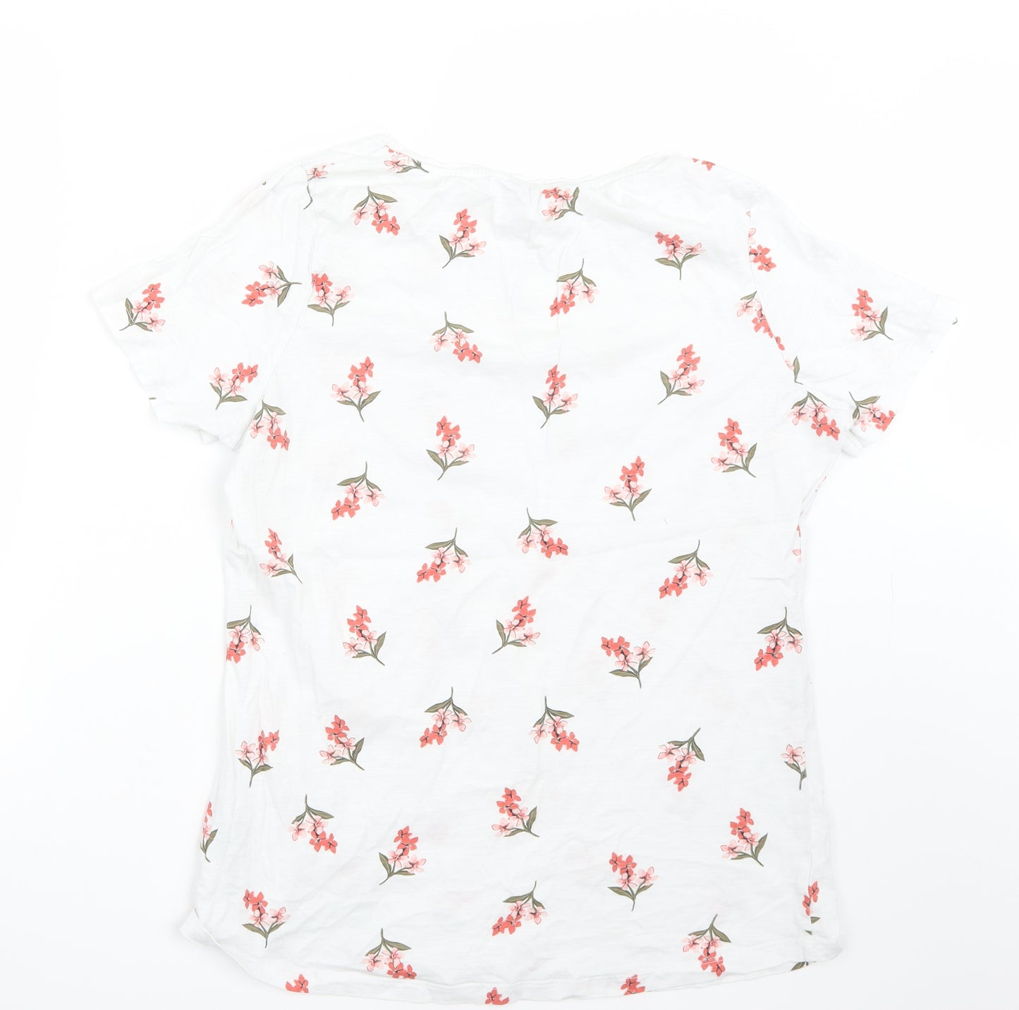 Debenhams Womens White Floral  Basic T-Shirt Size 18