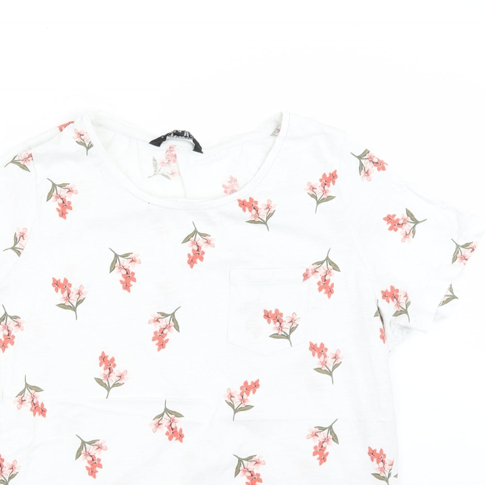 Debenhams Womens White Floral  Basic T-Shirt Size 18